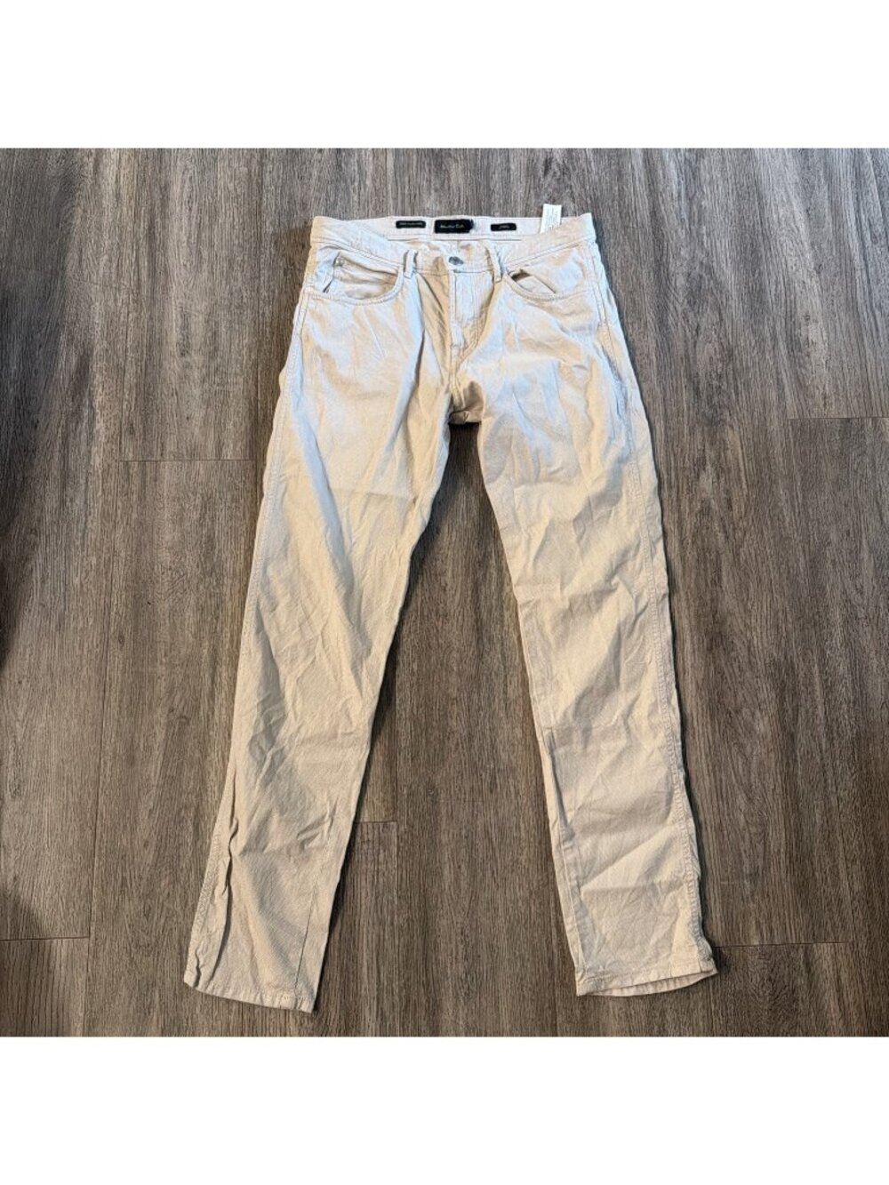 Massimo Dutti Jeans Mens 31x30 Beige Slim Tapered Stretch Italian Fabric Pants